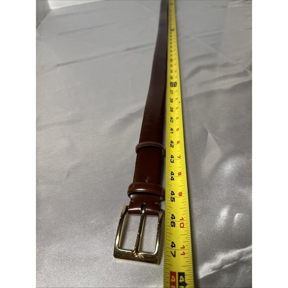 Cole Haan Mens Brown Leather Belt With Gold Buckle 47" - Picture 5 of 6